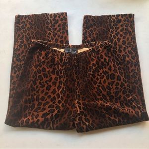 VINTAGE Carole Little Velour Bold Animal Print Cropped Pants